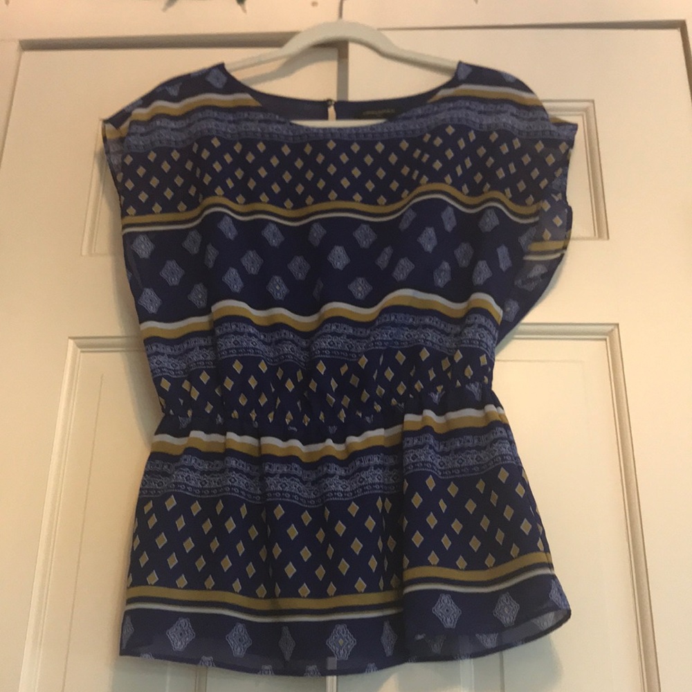 Banana Republic blue and gold patterned top